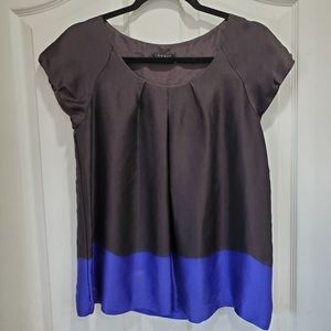 THEORY Jadai-Sidewalk 💯 silk cap sleeve top